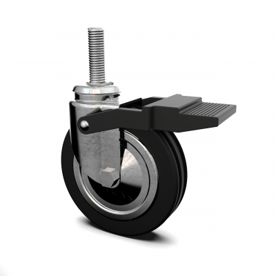 ST108R100 - Wheel Ø100 mm with M10 threaded fixing and brake.
